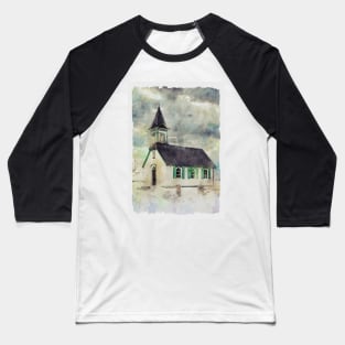 Church in the snow - watercolour painting Baseball T-Shirt